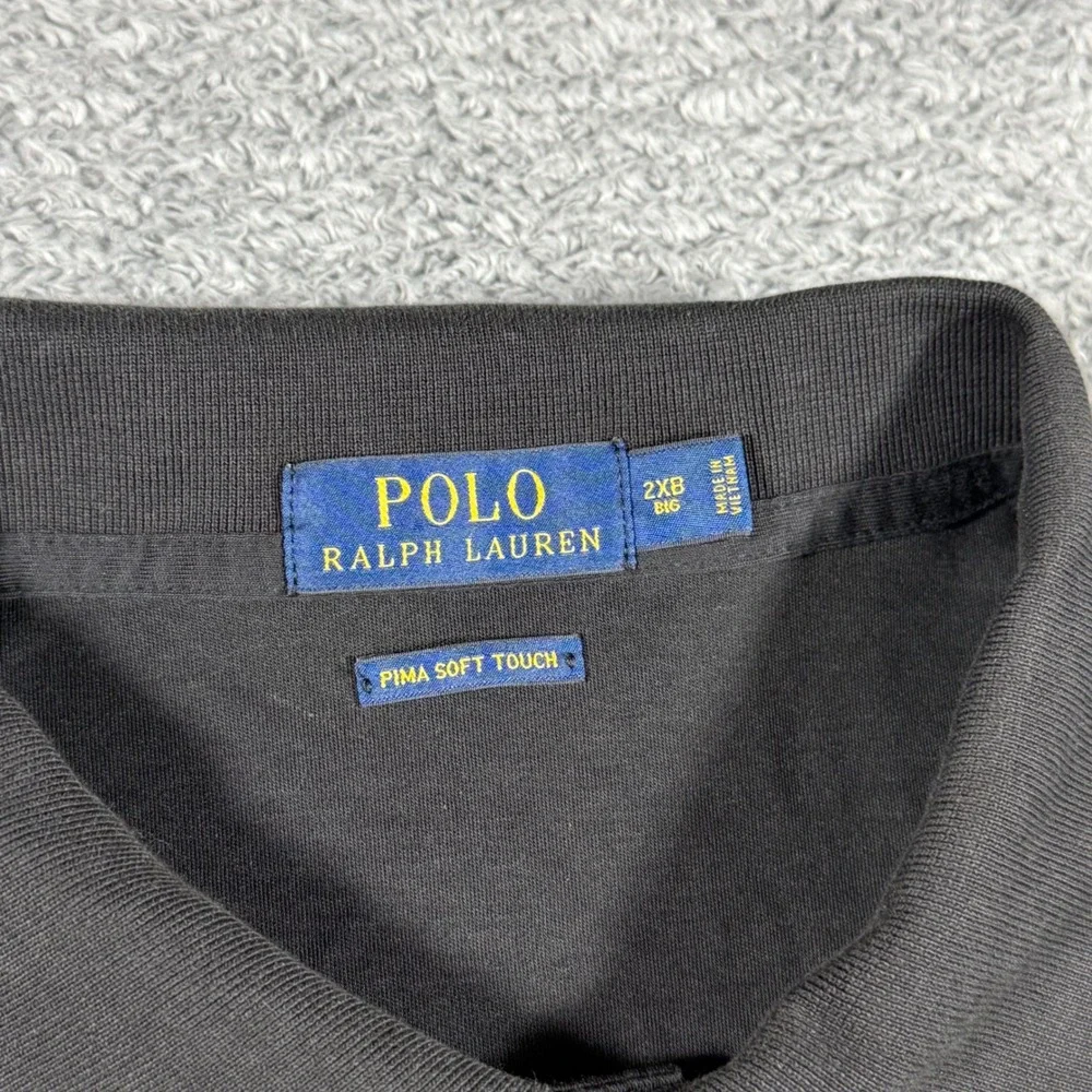 Polo Ralph Lauren Polo Shirt Mens 2XB Black Pima Soft Touch Flesh Pony Short SLe